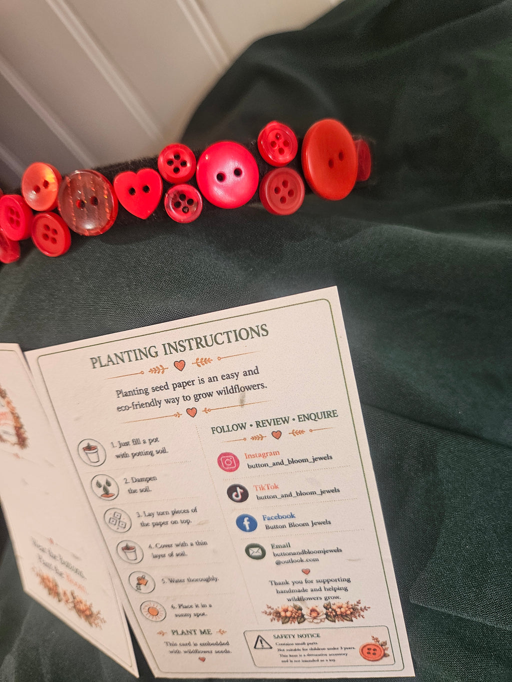 Red recycled button headband
