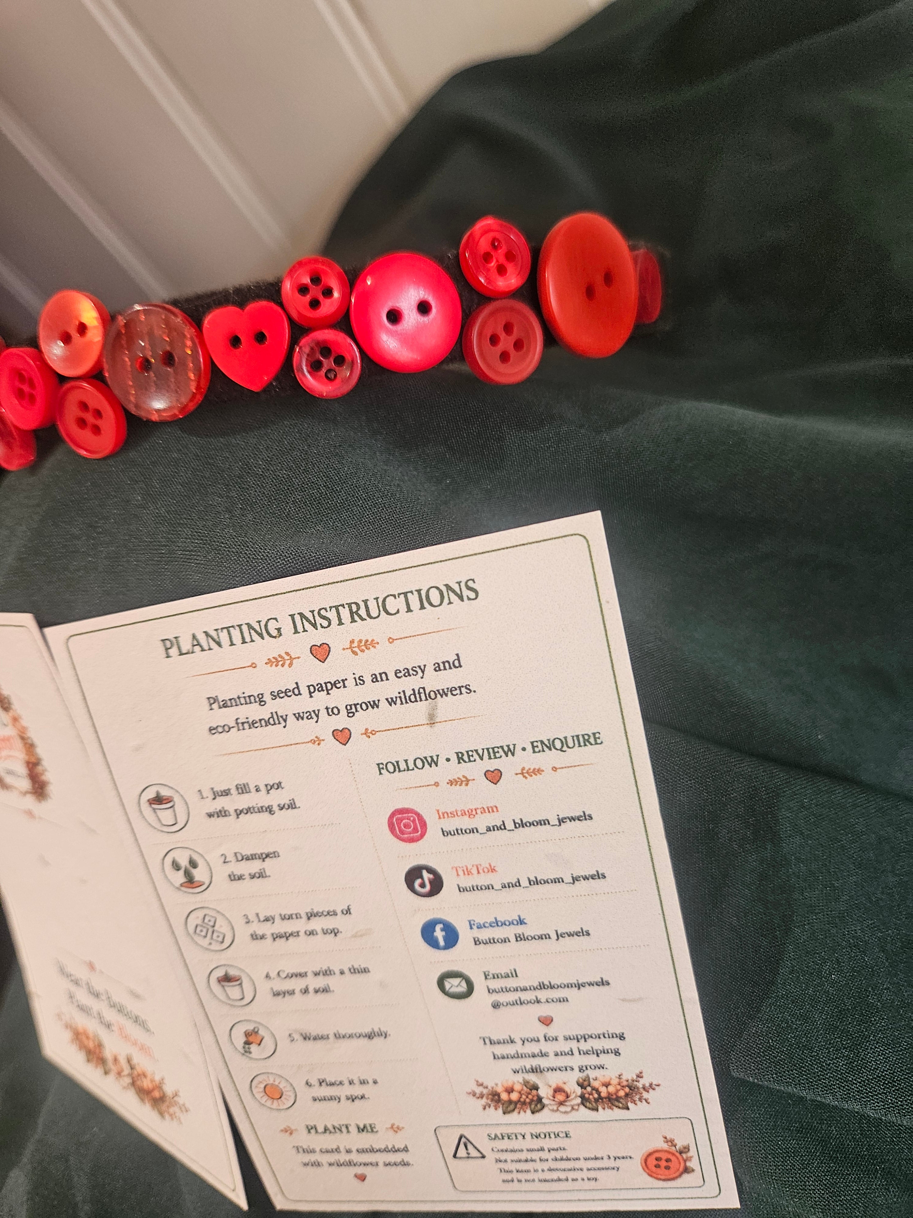 Red recycled button headband