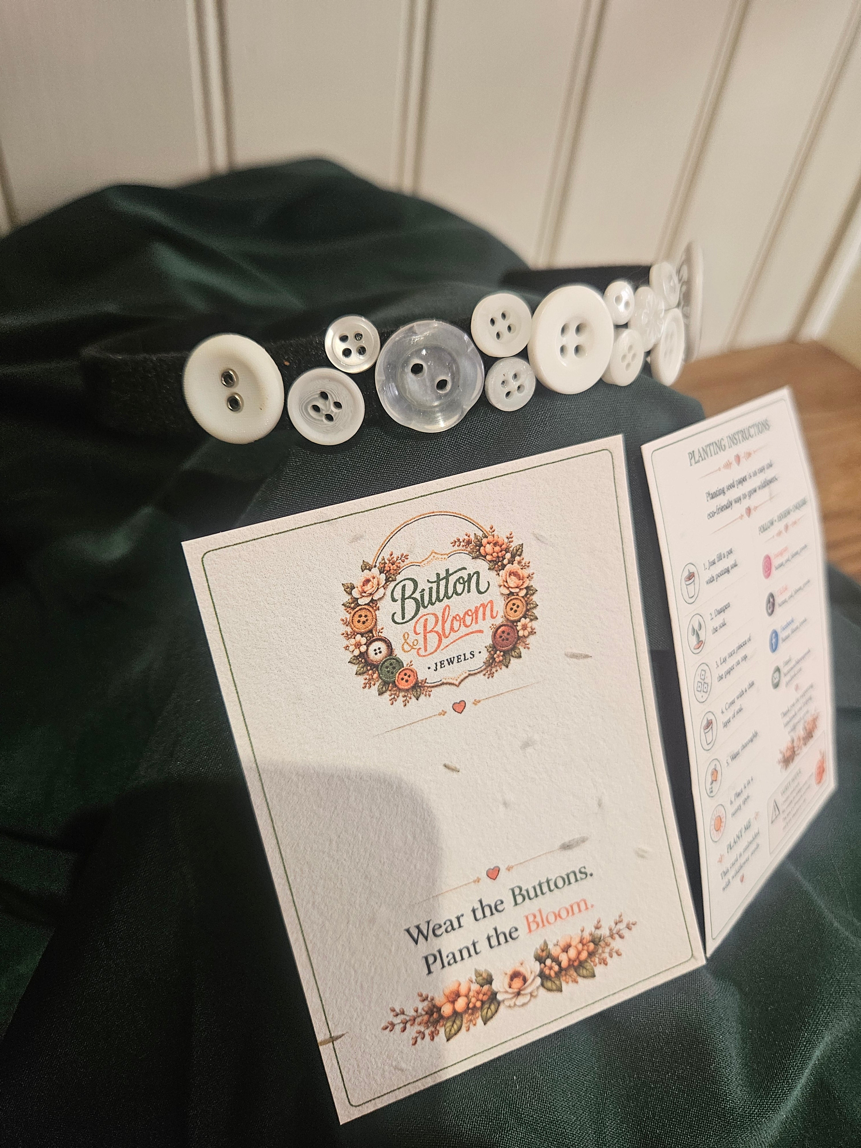 White/Clear recycled button headband
