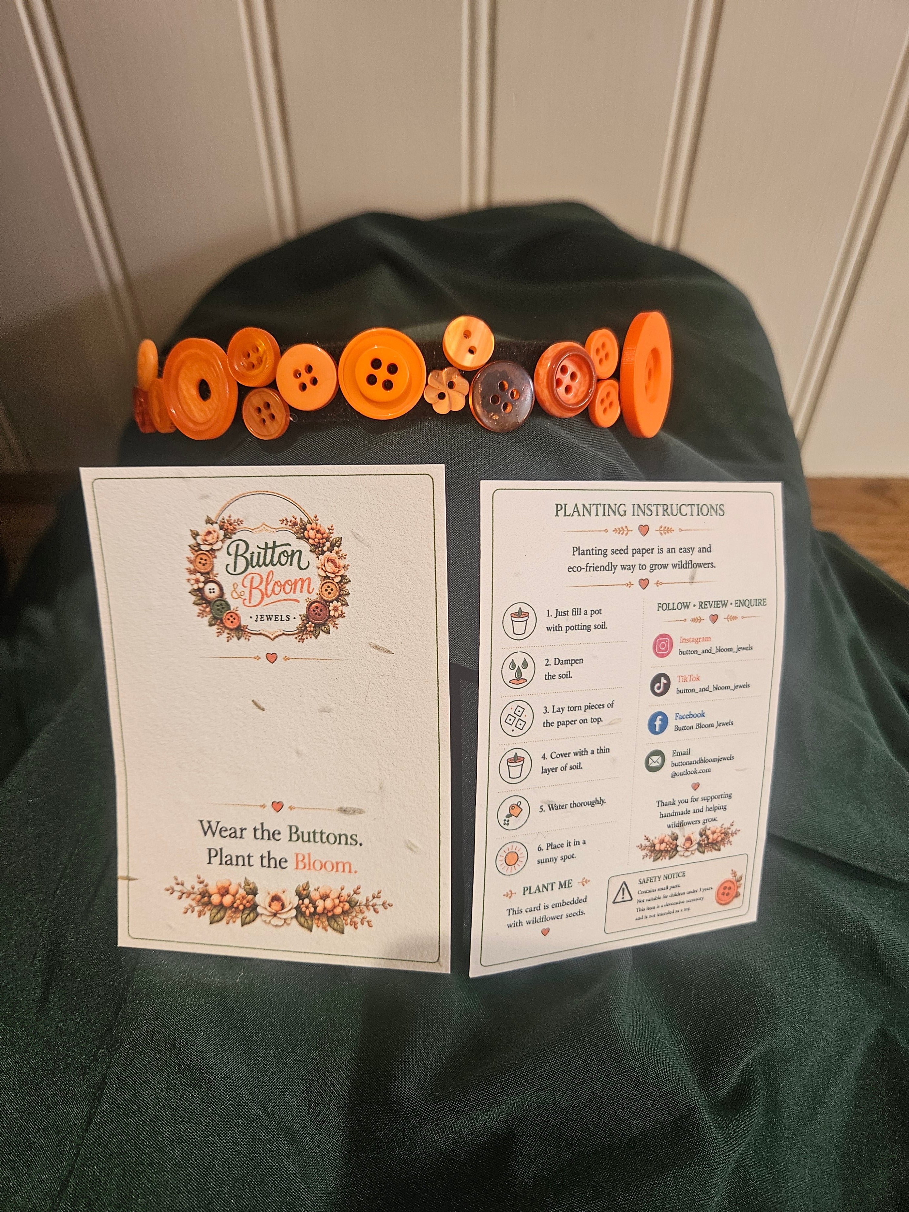 Orange recycled button headband