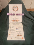 Purple recycled button alligator clips lined with ribbon