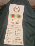 One of a kind, double stacked button stud earring. Green and Red 'Watermelon' theme