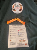 Orange recycled button alligator clips lined with ribbon