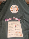 Purple recycled button alligator clips lined with cream ribbon