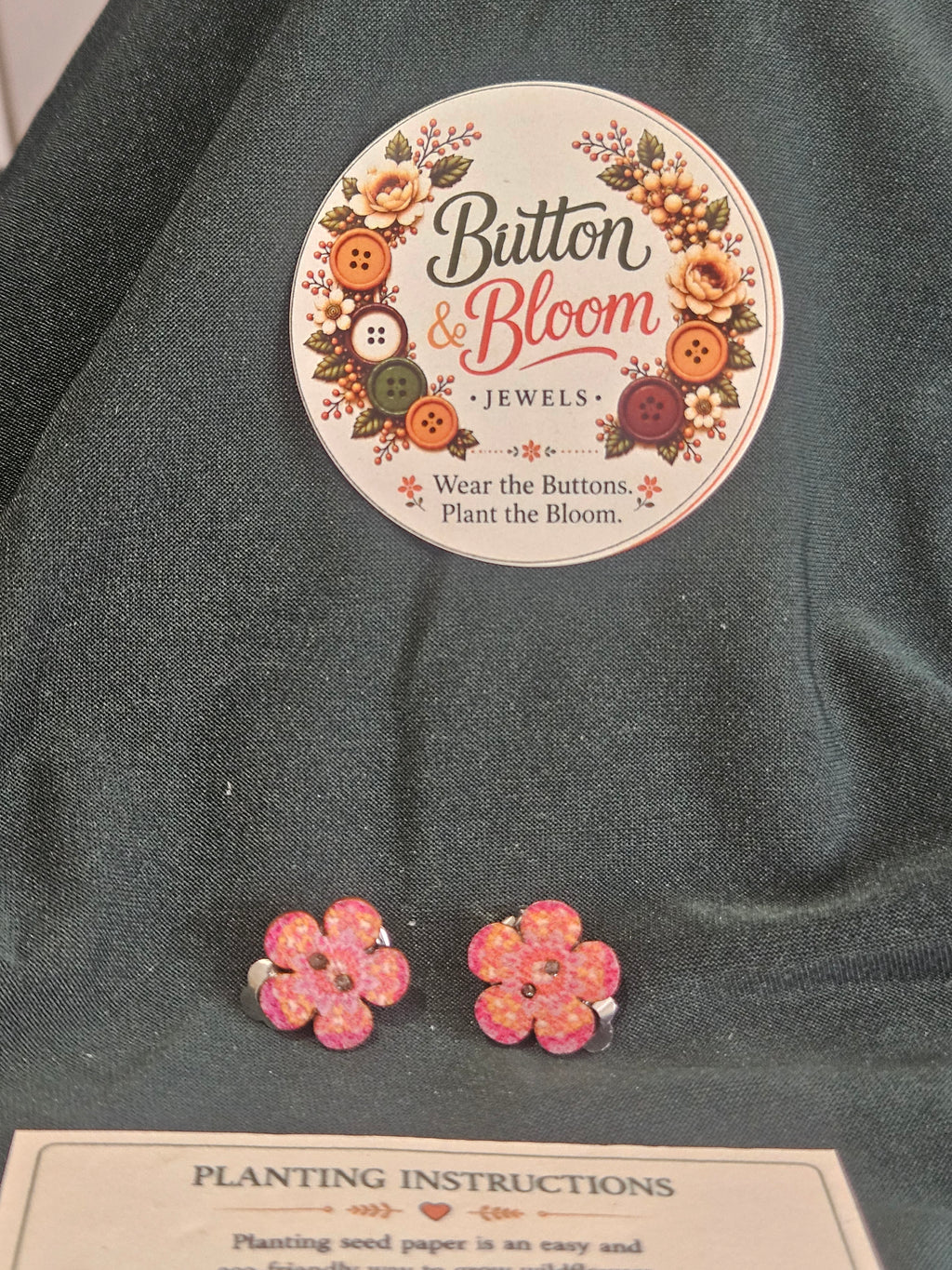 Small wooden button earring set