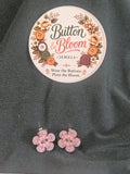 clip on wooden flower earring set
