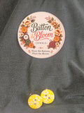 Clip on yellow floral button earring