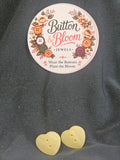 one of a kind yellow heart button earring