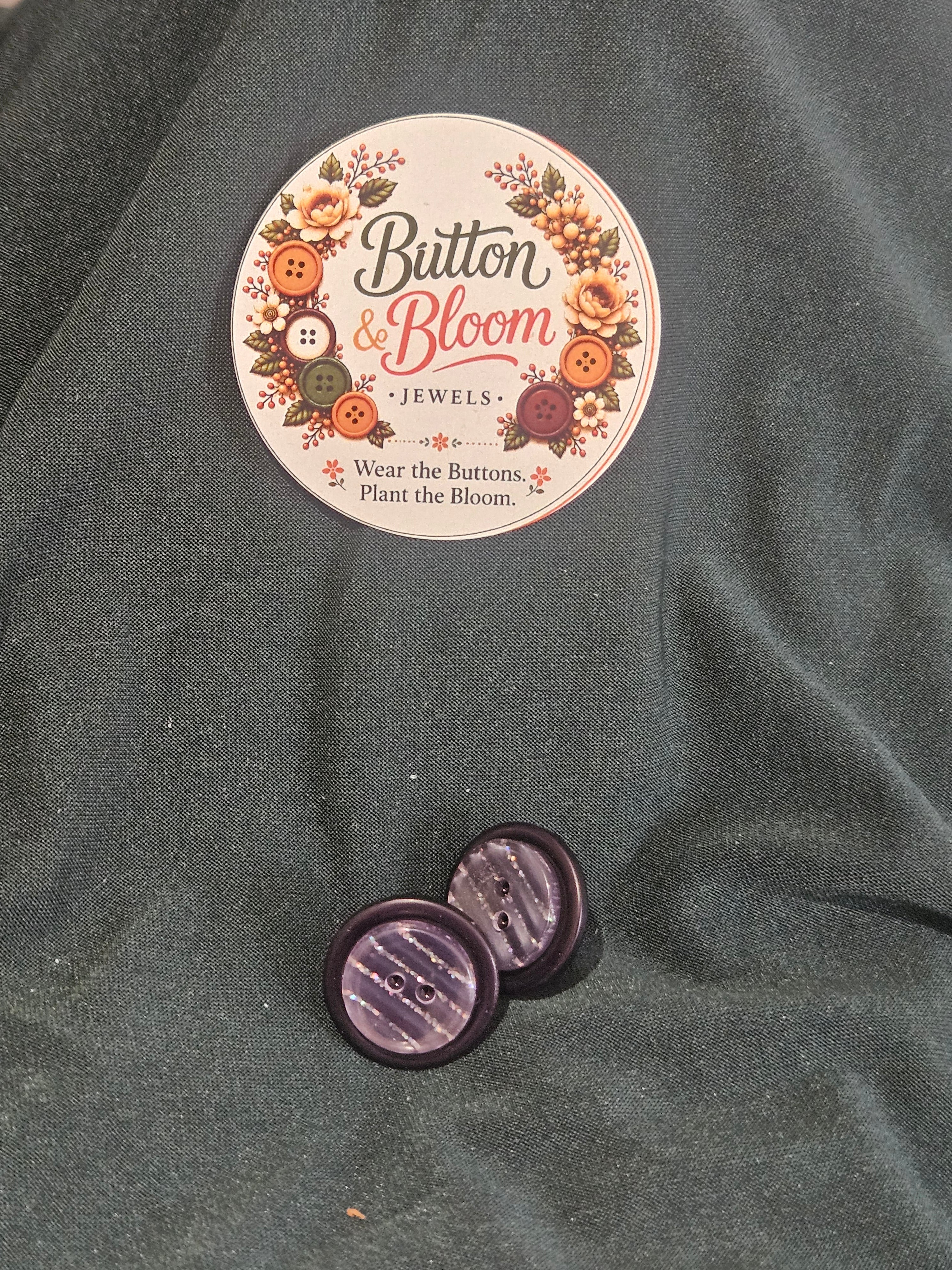 One of a kind Black and sparkle button earring set